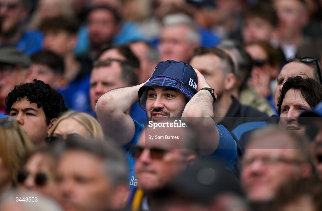 2 May 2026; Leinster supporters during the Investec Champions Cup semi-final match between Leinster and RC Toulon at the Aviva Stadium in Dublin. Photo by Sam Barnes/Sportsfile