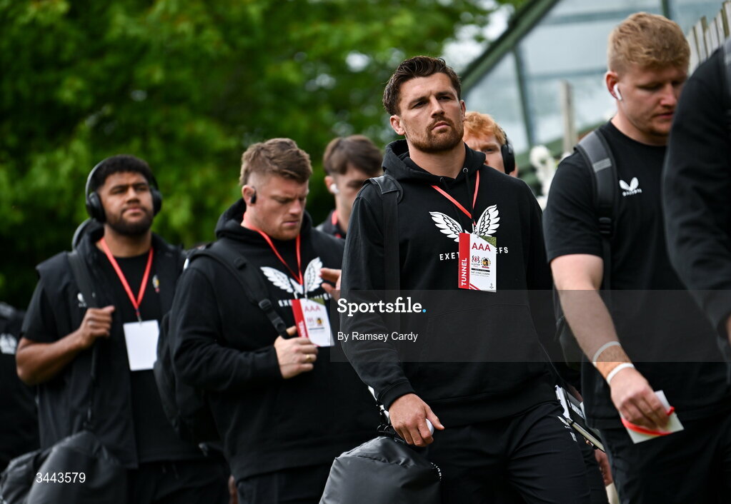 2 May 2026; Henry Slade of Exeter Chiefs before the EPCR Challenge Cup semi-final match between Ulster and Exeter Chiefs at Affidea Stadium in Belfast. Photo by Ramsey Cardy/Sportsfile