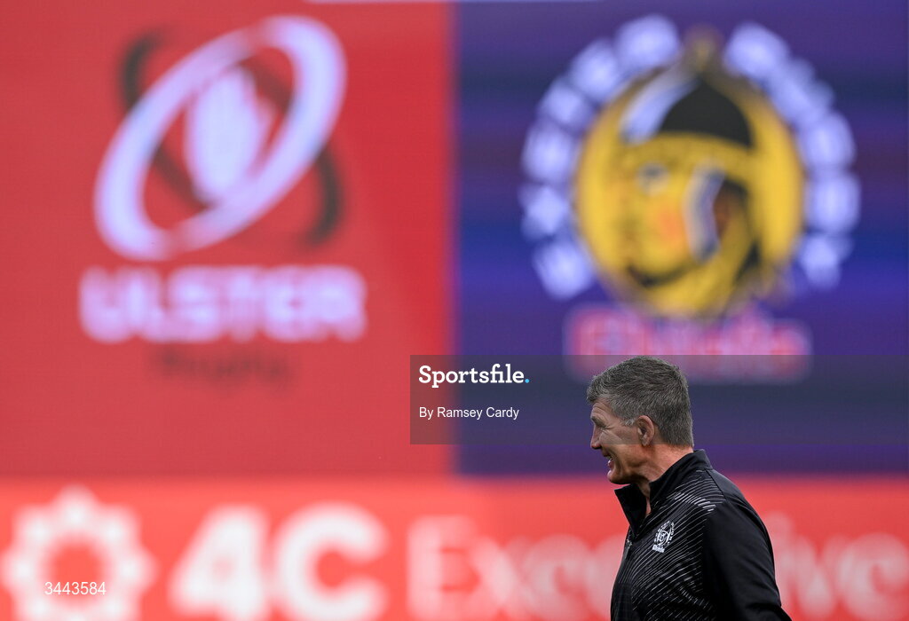 2 May 2026; Exeter Chiefs Director of Rugby Rob Baxter before the EPCR Challenge Cup semi-final match between Ulster and Exeter Chiefs at Affidea Stadium in Belfast. Photo by Ramsey Cardy/Sportsfile