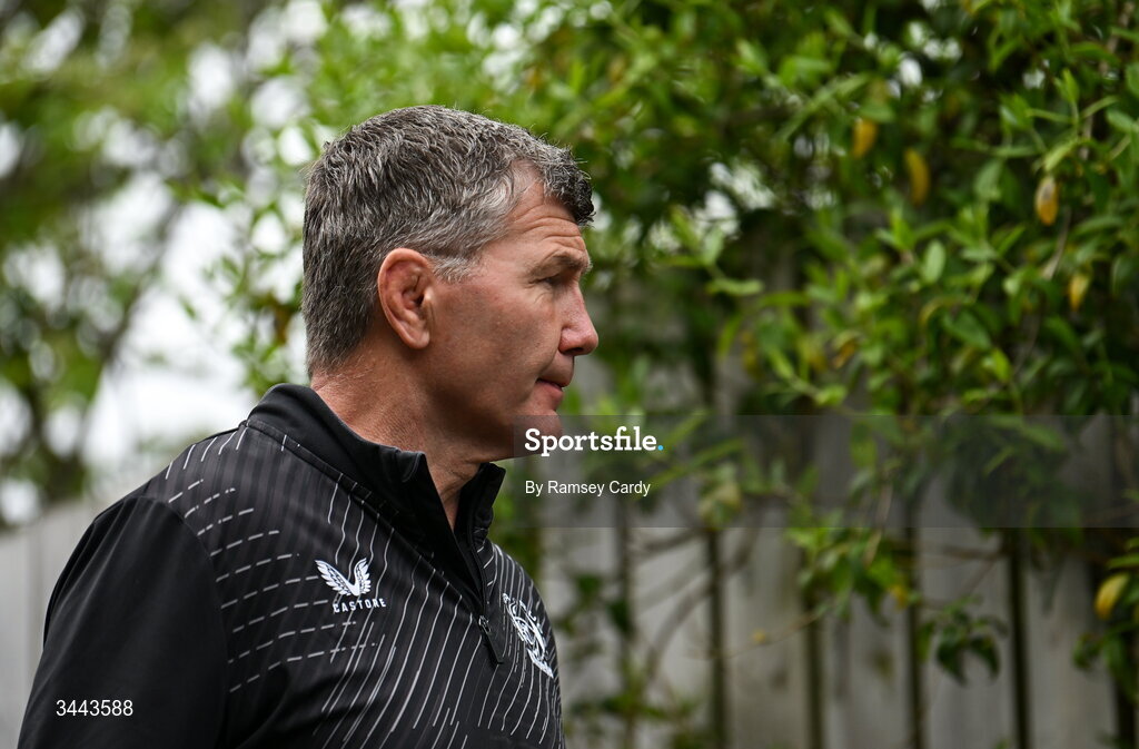 2 May 2026; Exeter Chiefs Director of Rugby Rob Baxter before the EPCR Challenge Cup semi-final match between Ulster and Exeter Chiefs at Affidea Stadium in Belfast. Photo by Ramsey Cardy/Sportsfile