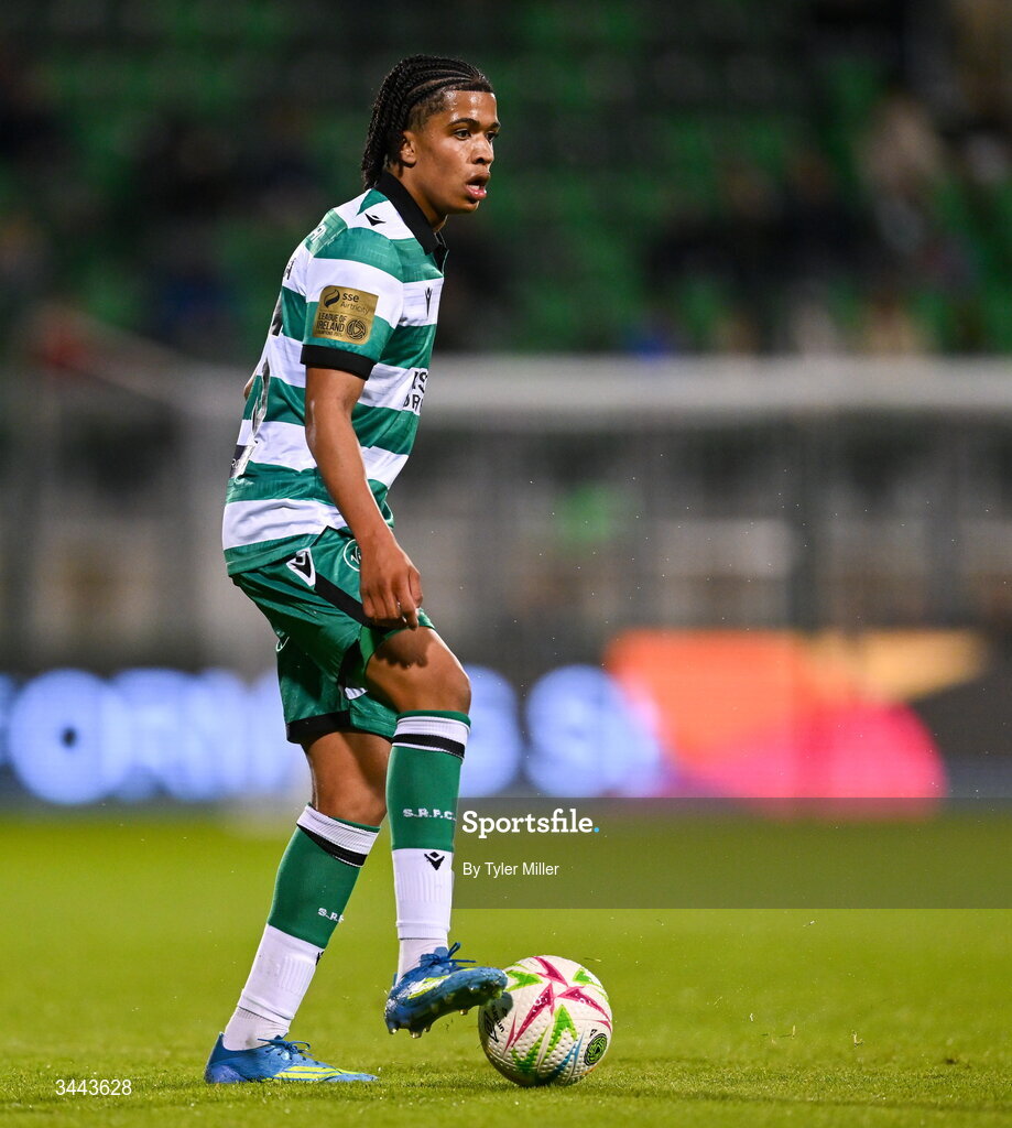 1 May 2026; Victor Ozhianvuna of Shamrock Rovers during the SSE Airtricity Men's Premier Division match between Shamrock Rovers and Waterford at Tallaght Stadium in Dublin. Photo by Tyler Miller/Sportsfile
