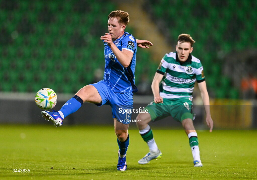1 May 2026; Sam Glenfield of Waterford during the SSE Airtricity Men's Premier Division match between Shamrock Rovers and Waterford at Tallaght Stadium in Dublin. Photo by Tyler Miller/Sportsfile