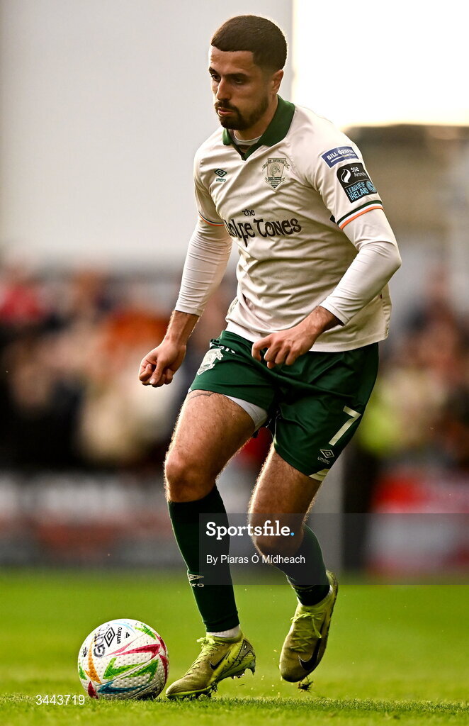 1 May 2026; Zack Elbouzedi of St Patrick's Athletic during the SSE Airtricity Men's Premier Division match between Galway United and St Patrick's Athletic at Eamonn Deacy Park in Galway. Photo by Piaras Ó Mídheach/Sportsfile