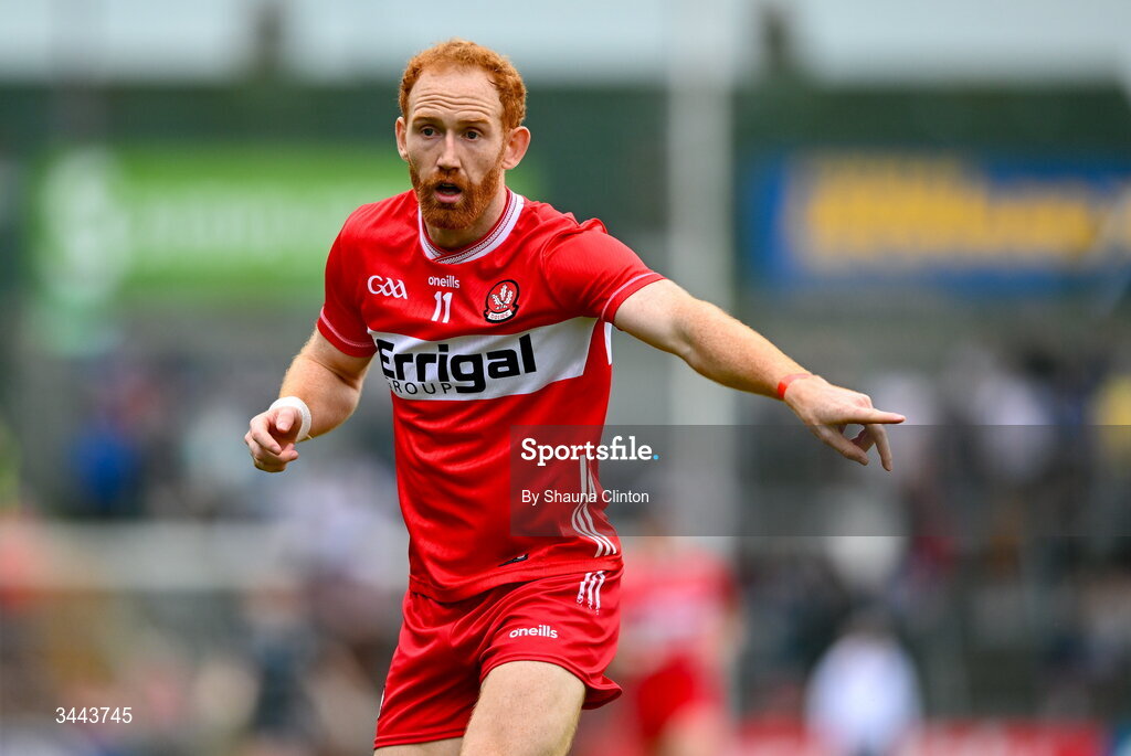 2 May 2026; Conor Glass of Derry during the Ulster GAA Football Senior Championship semi-final match between Derry and Monaghan at BOX-IT Athletic Grounds in Armagh. Photo by Shauna Clinton/Sportsfile