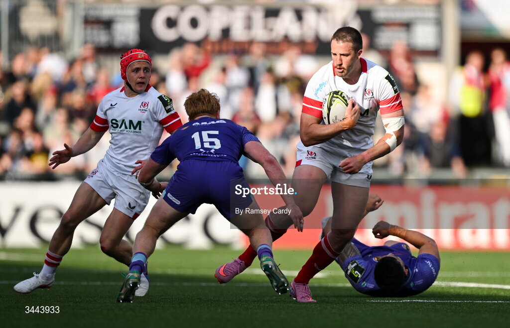 2 May 2026; Stuart McCloskey of Ulster during the EPCR Challenge Cup semi-final match between Ulster and Exeter Chiefs at Affidea Stadium in Belfast. Photo by Ramsey Cardy/Sportsfile