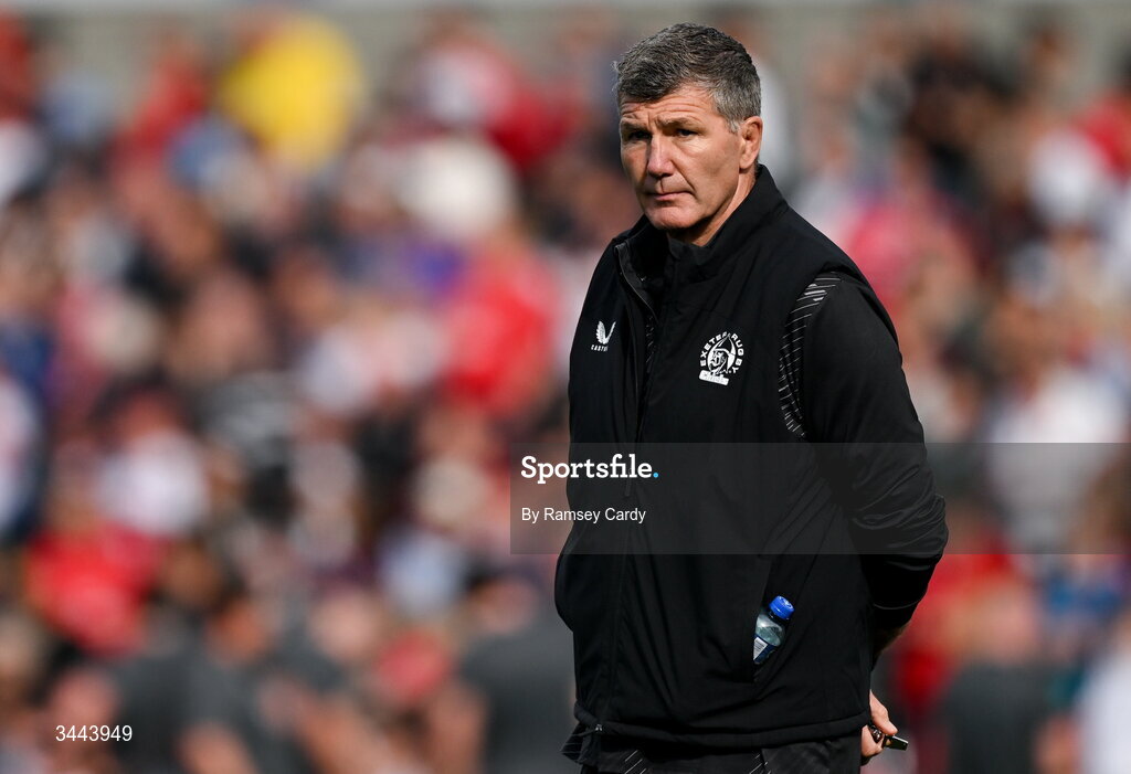 2 May 2026; Exeter Chiefs Director of Rugby Rob Baxter before the EPCR Challenge Cup semi-final match between Ulster and Exeter Chiefs at Affidea Stadium in Belfast. Photo by Ramsey Cardy/Sportsfile