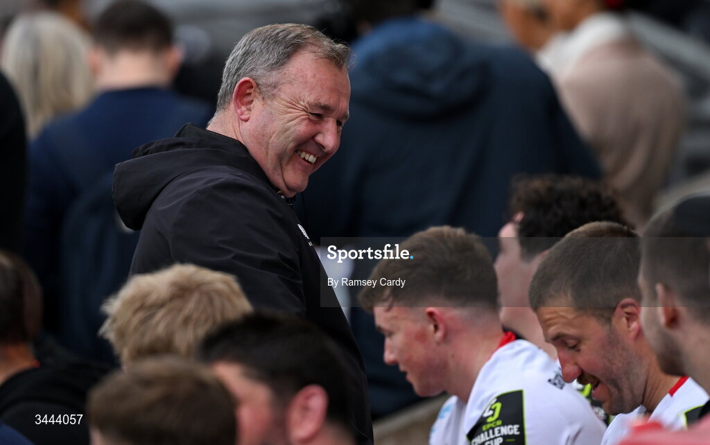2 May 2026; Ulster head coach Richie Murphy in the final moments of the EPCR Challenge Cup semi-final match between Ulster and Exeter Chiefs at Affidea Stadium in Belfast. Photo by Ramsey Cardy/Sportsfile
