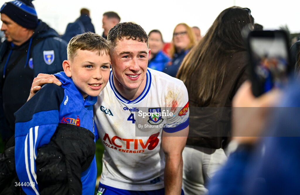 2 May 2026; Dylan Byrne of Monaghan with supporters after his side's victory in the Ulster GAA Football Senior Championship semi-final match between Derry and Monaghan at BOX-IT Athletic Grounds in Armagh. Photo by Shauna Clinton/Sportsfile