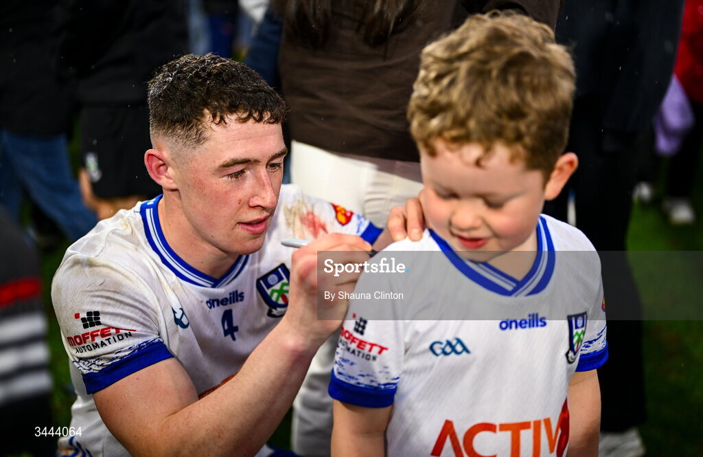 2 May 2026; Dylan Byrne of Monaghan with supporters after his side's victory in the Ulster GAA Football Senior Championship semi-final match between Derry and Monaghan at BOX-IT Athletic Grounds in Armagh. Photo by Shauna Clinton/Sportsfile