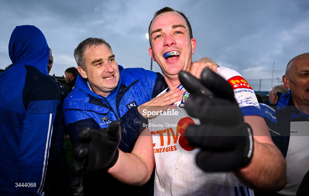 2 May 2026; Jack McCarron of Monaghan with supporters after their side's victory in the Ulster GAA Football Senior Championship semi-final match between Derry and Monaghan at BOX-IT Athletic Grounds in Armagh. Photo by Shauna Clinton/Sportsfile