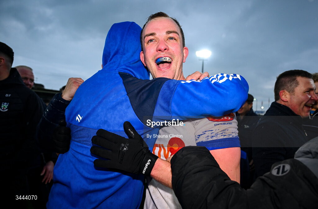 2 May 2026; Jack McCarron of Monaghan with supporters after their side's victory in the Ulster GAA Football Senior Championship semi-final match between Derry and Monaghan at BOX-IT Athletic Grounds in Armagh. Photo by Shauna Clinton/Sportsfile