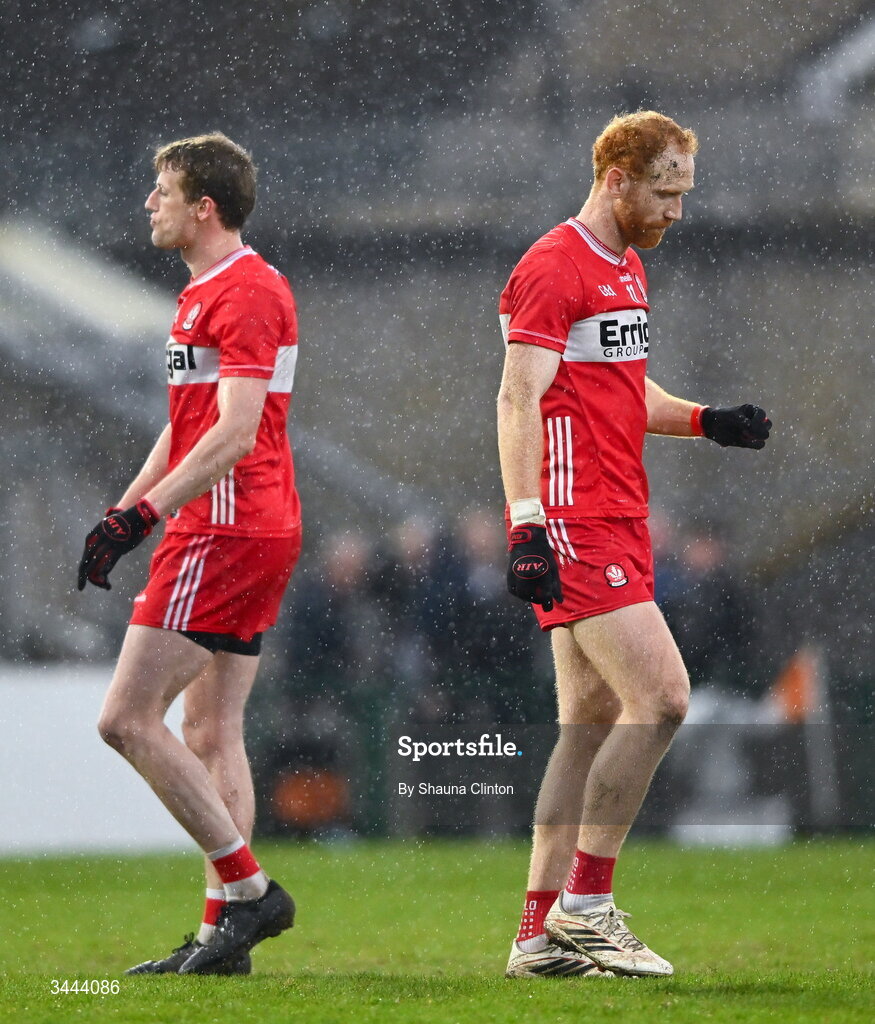 2 May 2026; Conor Glass of Derry after his side's defeat in the Ulster GAA Football Senior Championship semi-final match between Derry and Monaghan at BOX-IT Athletic Grounds in Armagh. Photo by Shauna Clinton/Sportsfile