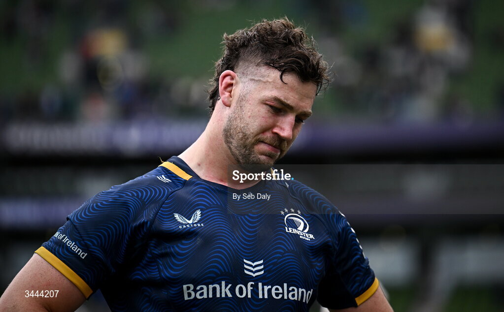 2 May 2026; Caelan Doris of Leinster after the Investec Champions Cup semi-final match between Leinster and RC Toulon at the Aviva Stadium in Dublin. Photo by Seb Daly/Sportsfile