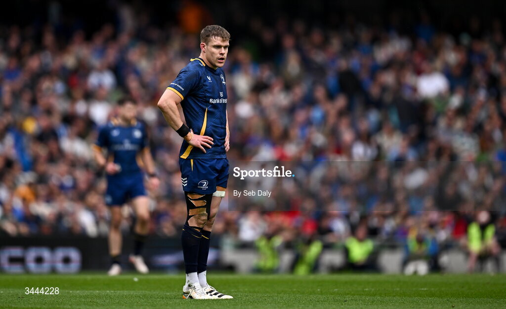 2 May 2026; Garry Ringrose of Leinster during the Investec Champions Cup semi-final match between Leinster and RC Toulon at the Aviva Stadium in Dublin. Photo by Seb Daly/Sportsfile
