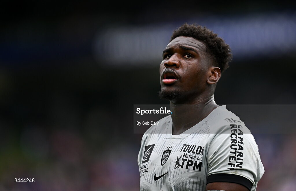 2 May 2026; Junior Kpoku of RC Toulon during the Investec Champions Cup semi-final match between Leinster and RC Toulon at the Aviva Stadium in Dublin. Photo by Seb Daly/Sportsfile