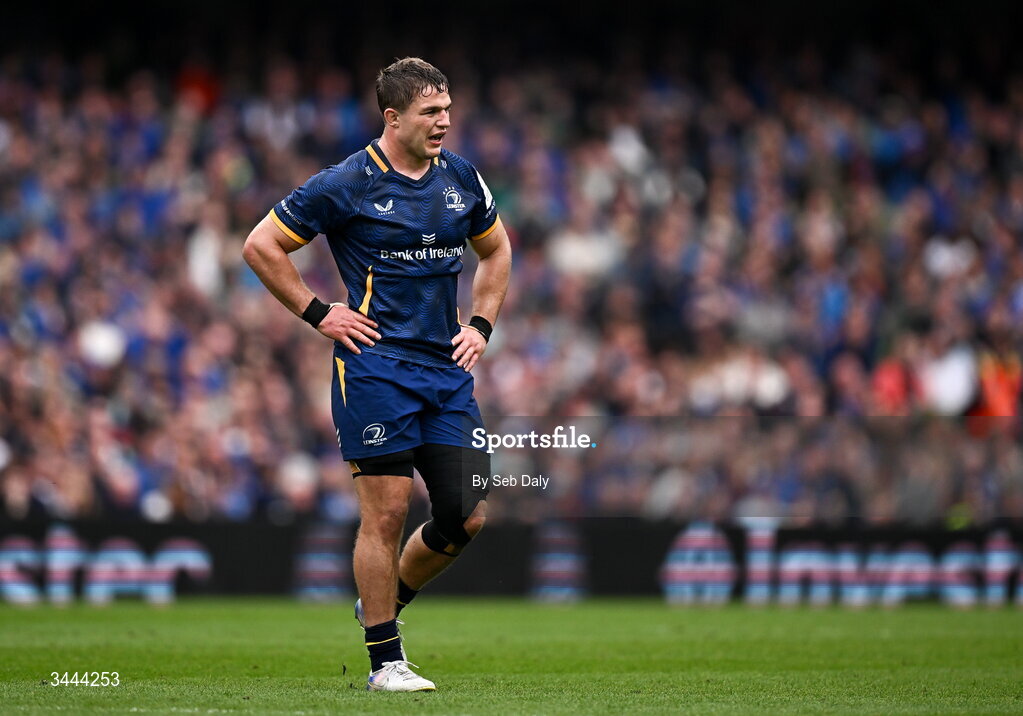 2 May 2026; Scott Penny of Leinster during the Investec Champions Cup semi-final match between Leinster and RC Toulon at the Aviva Stadium in Dublin. Photo by Seb Daly/Sportsfile