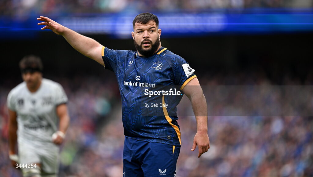 2 May 2026; Rabah Slimani of Leinster during the Investec Champions Cup semi-final match between Leinster and RC Toulon at the Aviva Stadium in Dublin. Photo by Seb Daly/Sportsfile