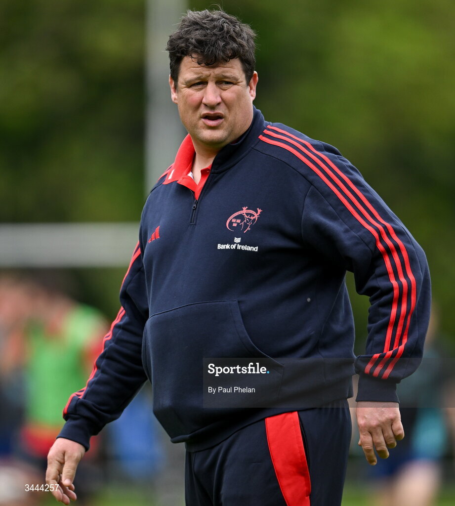 2 May 2026; Munster head coach Eoin O’Connor before the IRFU Men's Junior Interprovincials Round 2 match between Munster and Leinster at DLSP FC in Kiltiernan, Dublin. Photo by Paul Phelan/Sportsfile