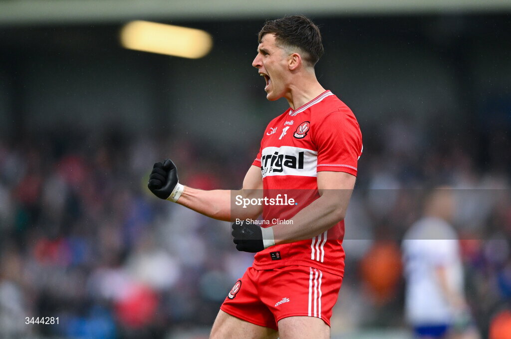 2 May 2026; Shane McGuigan of Derry during the Ulster GAA Football Senior Championship semi-final match between Derry and Monaghan at BOX-IT Athletic Grounds in Armagh. Photo by Shauna Clinton/Sportsfile