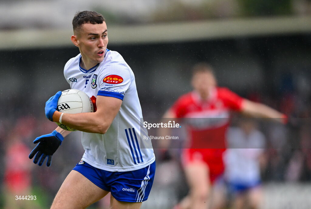 2 May 2026; Cameron Dowd of Monaghan during the Ulster GAA Football Senior Championship semi-final match between Derry and Monaghan at BOX-IT Athletic Grounds in Armagh. Photo by Shauna Clinton/Sportsfile
