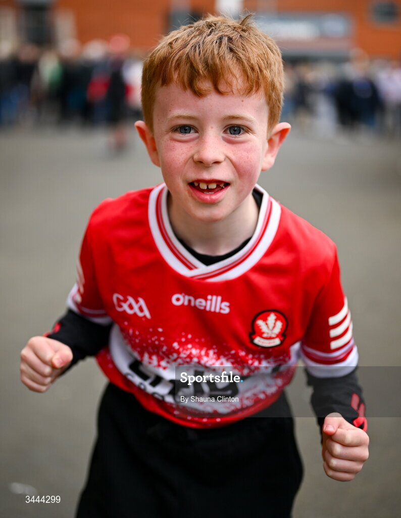 2 May 2026; Derry supporter Tommy Ganley before the Ulster GAA Football Senior Championship semi-final match between Derry and Monaghan at BOX-IT Athletic Grounds in Armagh. Photo by Shauna Clinton/Sportsfile