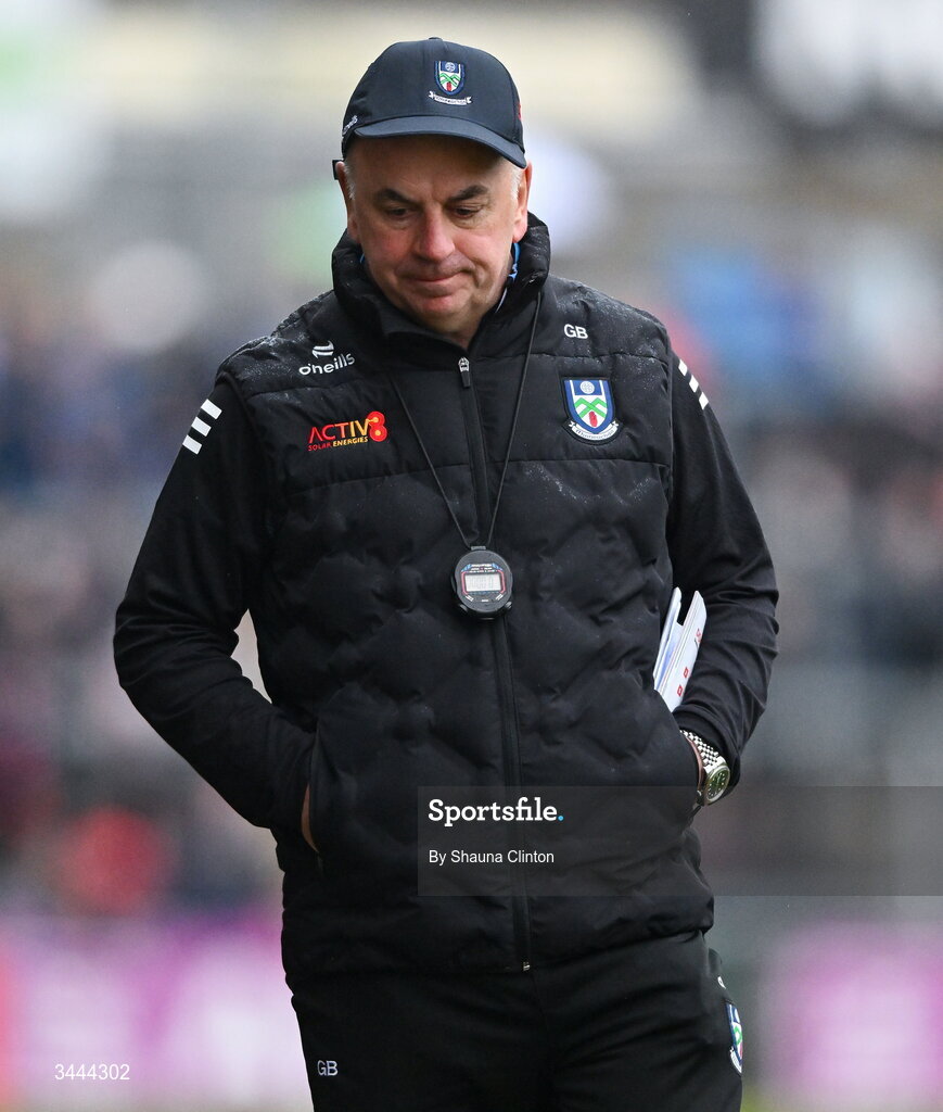 2 May 2026; Monaghan manager Gabriel Bannigan during the Ulster GAA Football Senior Championship semi-final match between Derry and Monaghan at BOX-IT Athletic Grounds in Armagh. Photo by Shauna Clinton/Sportsfile