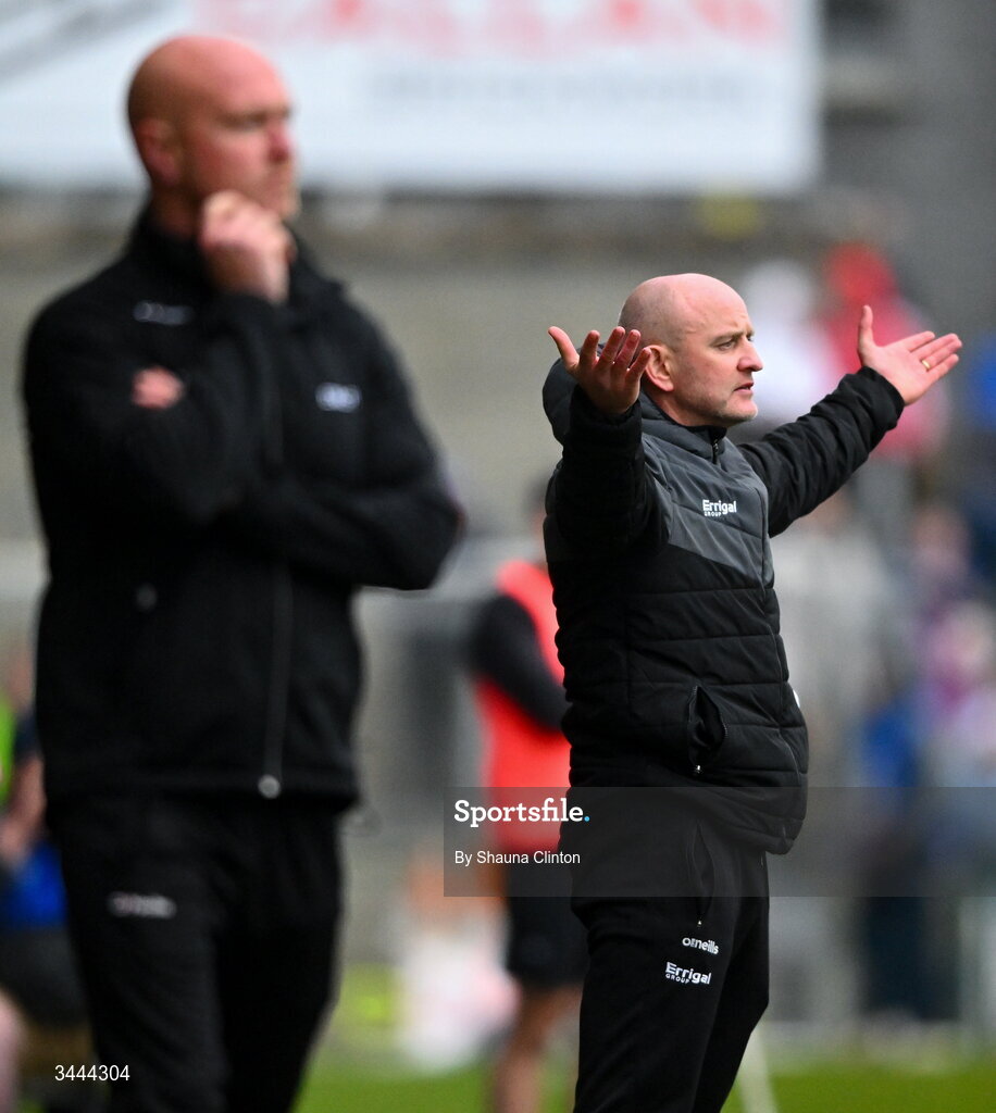 2 May 2026; Derry manager Ciarán Meenagh during the Ulster GAA Football Senior Championship semi-final match between Derry and Monaghan at BOX-IT Athletic Grounds in Armagh. Photo by Shauna Clinton/Sportsfile