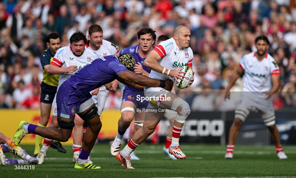 2 May 2026; Jacob Stockdale of Ulster during the EPCR Challenge Cup semi-final match between Ulster and Exeter Chiefs at Affidea Stadium in Belfast. Photo by Ramsey Cardy/Sportsfile