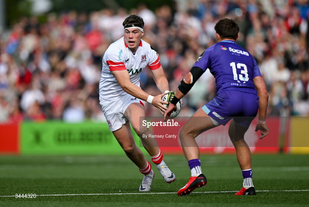 2 May 2026; Jude Postlethwaite of Ulster during the EPCR Challenge Cup semi-final match between Ulster and Exeter Chiefs at Affidea Stadium in Belfast. Photo by Ramsey Cardy/Sportsfile