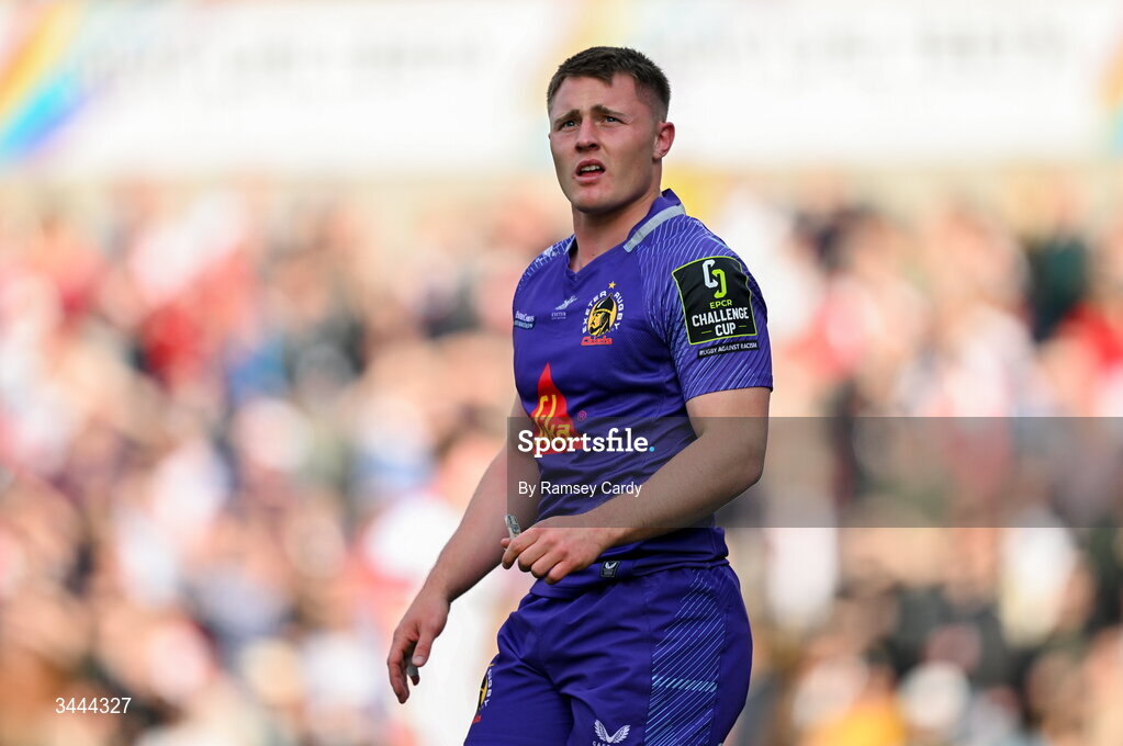 2 May 2026; Will Haydon-Wood of Exeter Chiefs during the EPCR Challenge Cup semi-final match between Ulster and Exeter Chiefs at Affidea Stadium in Belfast. Photo by Ramsey Cardy/Sportsfile
