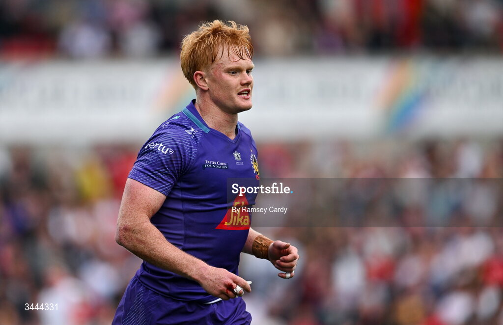 2 May 2026; Ben Hammersley of Exeter Chiefs during the EPCR Challenge Cup semi-final match between Ulster and Exeter Chiefs at Affidea Stadium in Belfast. Photo by Ramsey Cardy/Sportsfile