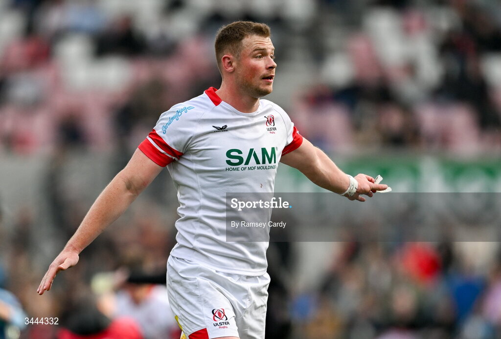 2 May 2026; Zac Ward of Ulster during the EPCR Challenge Cup semi-final match between Ulster and Exeter Chiefs at Affidea Stadium in Belfast. Photo by Ramsey Cardy/Sportsfile