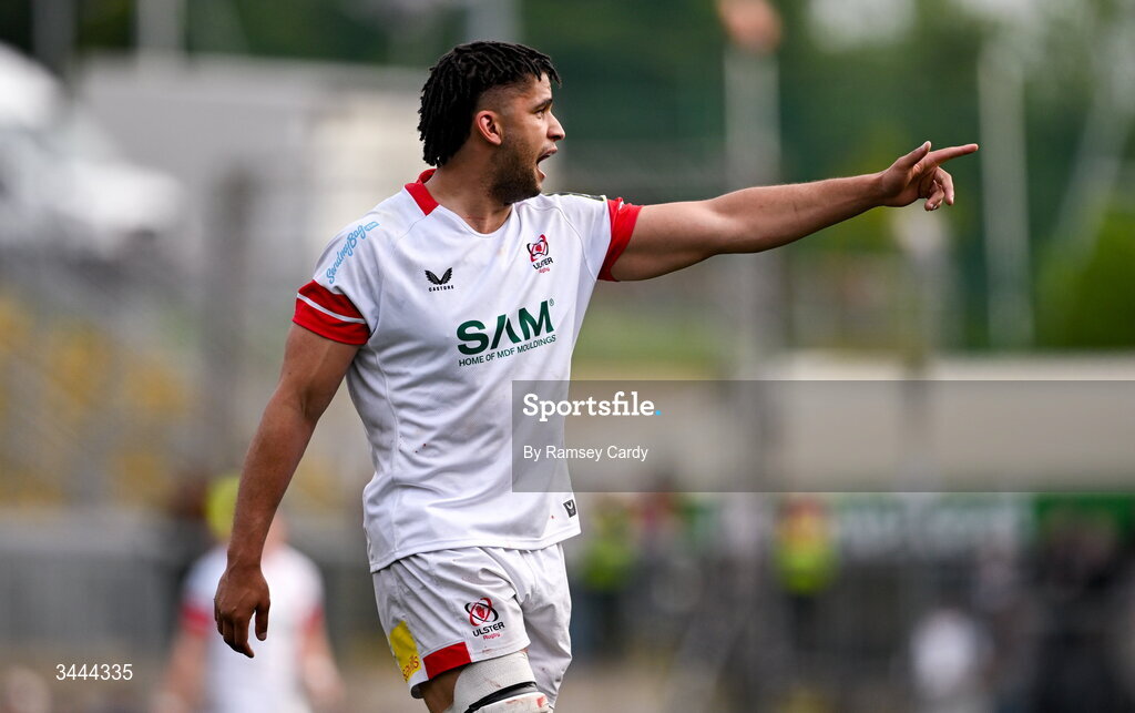 2 May 2026; Cormac Izuchukwu of Ulster during the EPCR Challenge Cup semi-final match between Ulster and Exeter Chiefs at Affidea Stadium in Belfast. Photo by Ramsey Cardy/Sportsfile