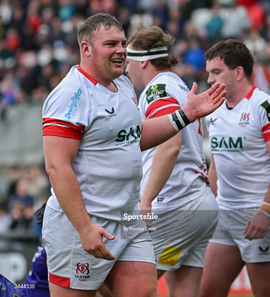 2 May 2026; Eric O'Sullivan of Ulster during the EPCR Challenge Cup semi-final match between Ulster and Exeter Chiefs at Affidea Stadium in Belfast. Photo by Ramsey Cardy/Sportsfile