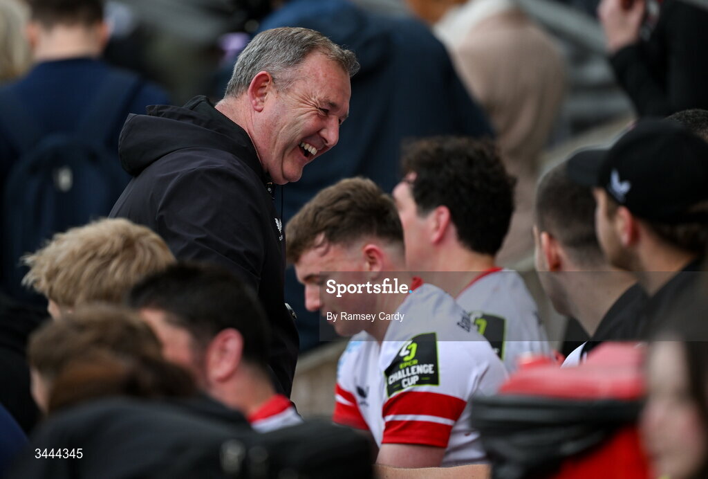 2 May 2026; Ulster head coach Richie Murphy in the final moments of the EPCR Challenge Cup semi-final match between Ulster and Exeter Chiefs at Affidea Stadium in Belfast. Photo by Ramsey Cardy/Sportsfile