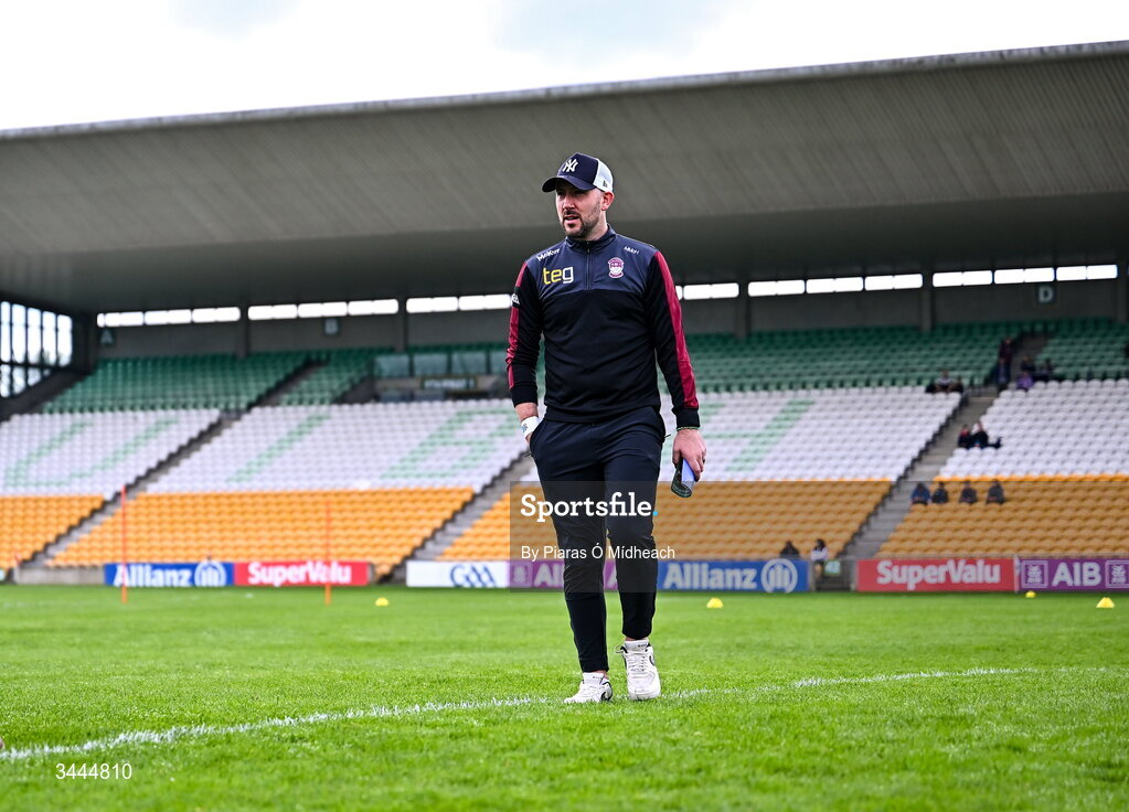 3 May 2026; Westmeath manager Mark McHugh walks the pitch before the Leinster GAA Football Senior Championship semi-final match between Kildare and Westmeath at Glenisk O'Connor Park in Tullamore, Offaly. Photo by Piaras Ó Mídheach/Sportsfile