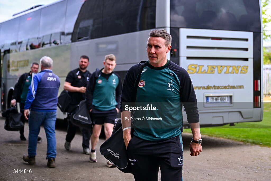 3 May 2026; Kildare manager Brian Flanagan arrives for the Leinster GAA Football Senior Championship semi-final match between Kildare and Westmeath at Glenisk O'Connor Park in Tullamore, Offaly. Photo by Piaras Ó Mídheach/Sportsfile