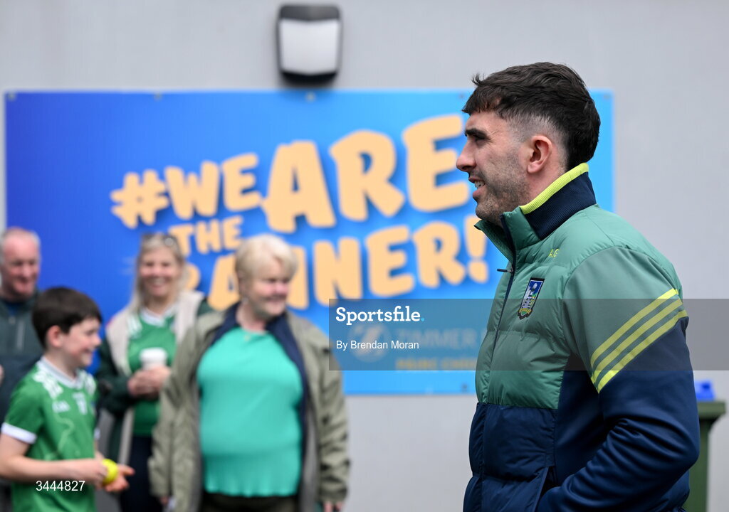3 May 2026; Aaron Gillane of Limerick arrives before the Munster GAA Senior Hurling Championship Round 3 match between Clare and Limerick at Zimmer Biomet Páirc Chíosóg in Ennis, Clare. Photo by Brendan Moran/Sportsfile