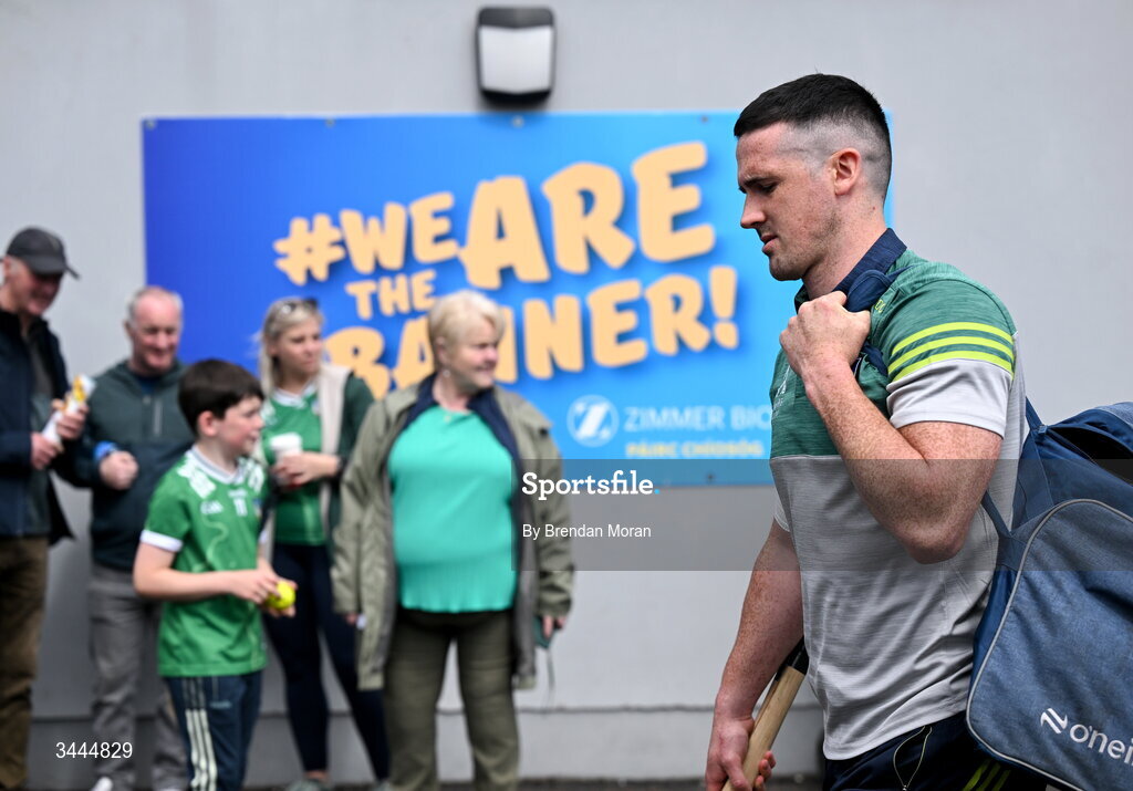 3 May 2026; Darragh O'Donovan of Limerick arrives before the Munster GAA Senior Hurling Championship Round 3 match between Clare and Limerick at Zimmer Biomet Páirc Chíosóg in Ennis, Clare. Photo by Brendan Moran/Sportsfile