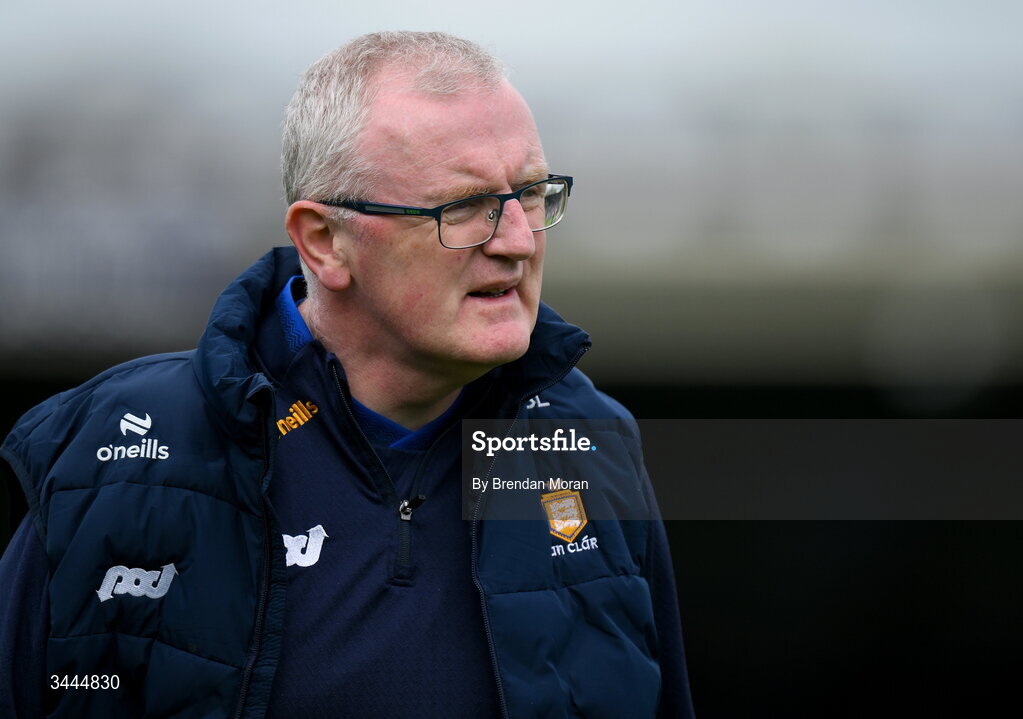 3 May 2026; Clare manager Brian Lohan before the Munster GAA Senior Hurling Championship Round 3 match between Clare and Limerick at Zimmer Biomet Páirc Chíosóg in Ennis, Clare. Photo by Brendan Moran/Sportsfile