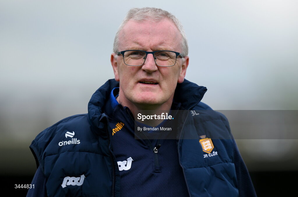 3 May 2026; Clare manager Brian Lohan before the Munster GAA Senior Hurling Championship Round 3 match between Clare and Limerick at Zimmer Biomet Páirc Chíosóg in Ennis, Clare. Photo by Brendan Moran/Sportsfile