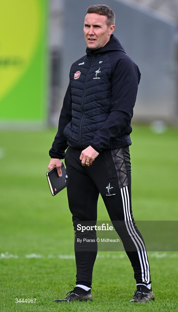 3 May 2026; Kildare manager Brian Flanagan before the Leinster GAA Football Senior Championship semi-final match between Kildare and Westmeath at Glenisk O'Connor Park in Tullamore, Offaly. Photo by Piaras Ó Mídheach/Sportsfile