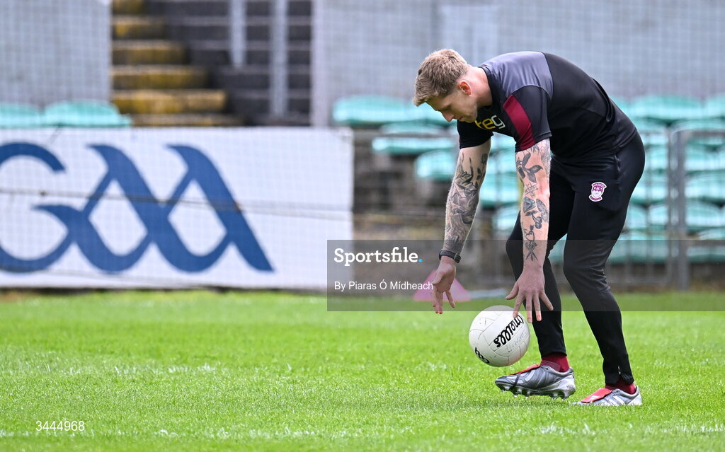 3 May 2026; Injured Westmeath footballer Luke Loughlin before the Leinster GAA Football Senior Championship semi-final match between Kildare and Westmeath at Glenisk O'Connor Park in Tullamore, Offaly. Photo by Piaras Ó Mídheach/Sportsfile