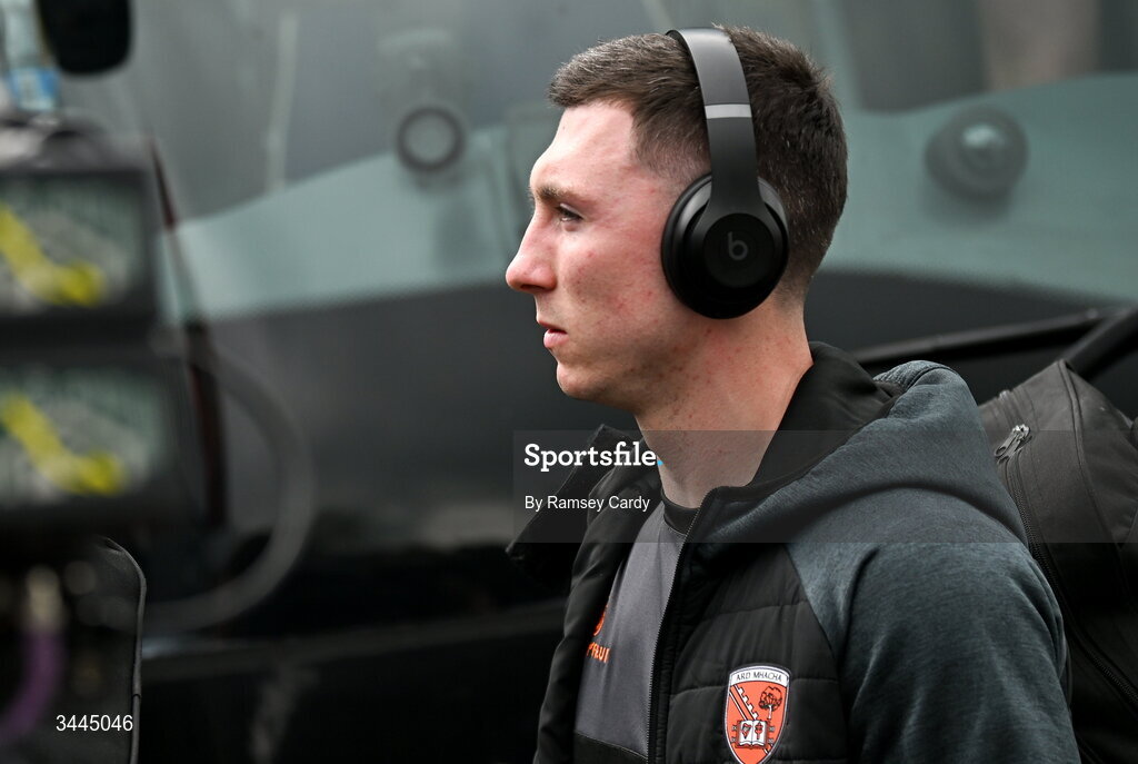 3 May 2026; Oisin Conaty of Armagh before the Ulster GAA Football Senior Championship semi-final match between Armagh and Down at St Tiernach's Park in Clones, Monaghan. Photo by Ramsey Cardy/Sportsfile