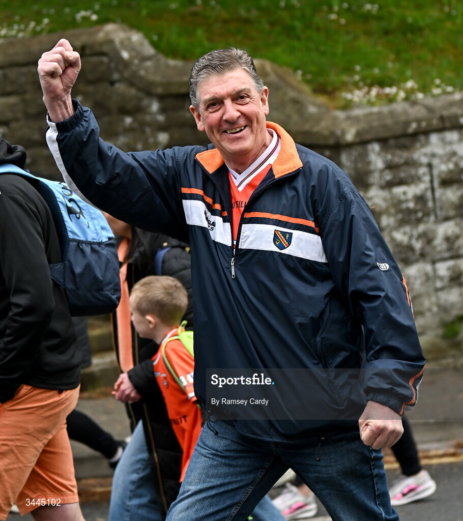 3 May 2026; An Armagh supporter before the Ulster GAA Football Senior Championship semi-final match between Armagh and Down at St Tiernach's Park in Clones, Monaghan. Photo by Ramsey Cardy/Sportsfile