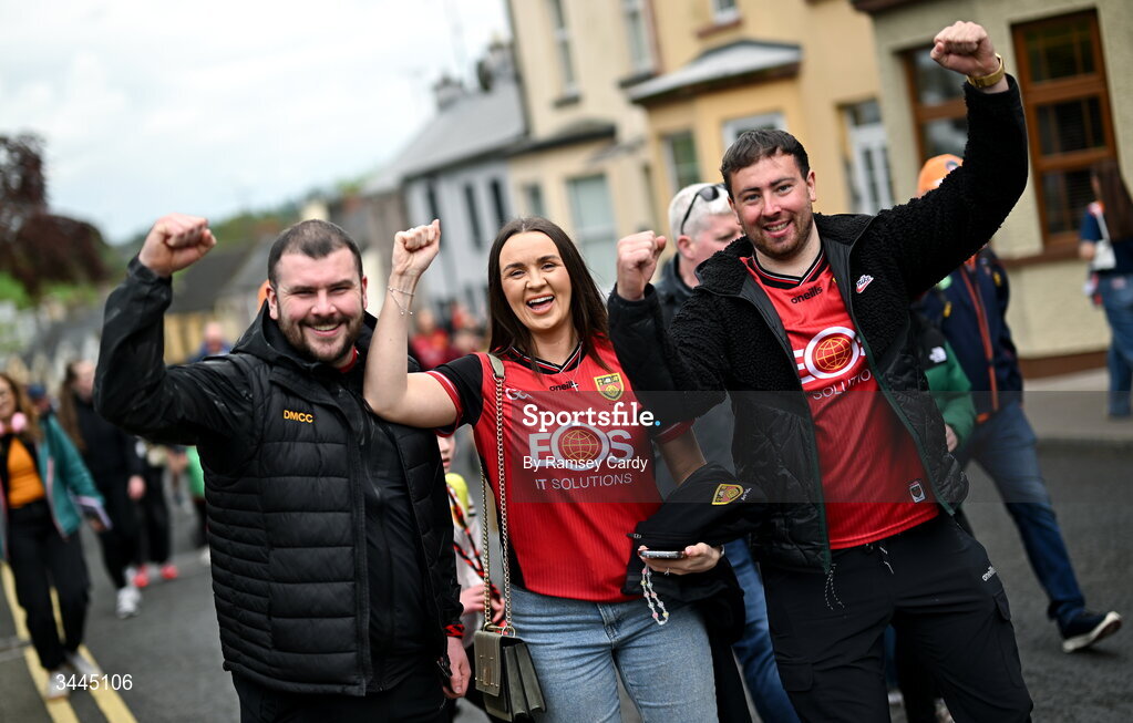 3 May 2026; Down supporters before the Ulster GAA Football Senior Championship semi-final match between Armagh and Down at St Tiernach's Park in Clones, Monaghan. Photo by Ramsey Cardy/Sportsfile