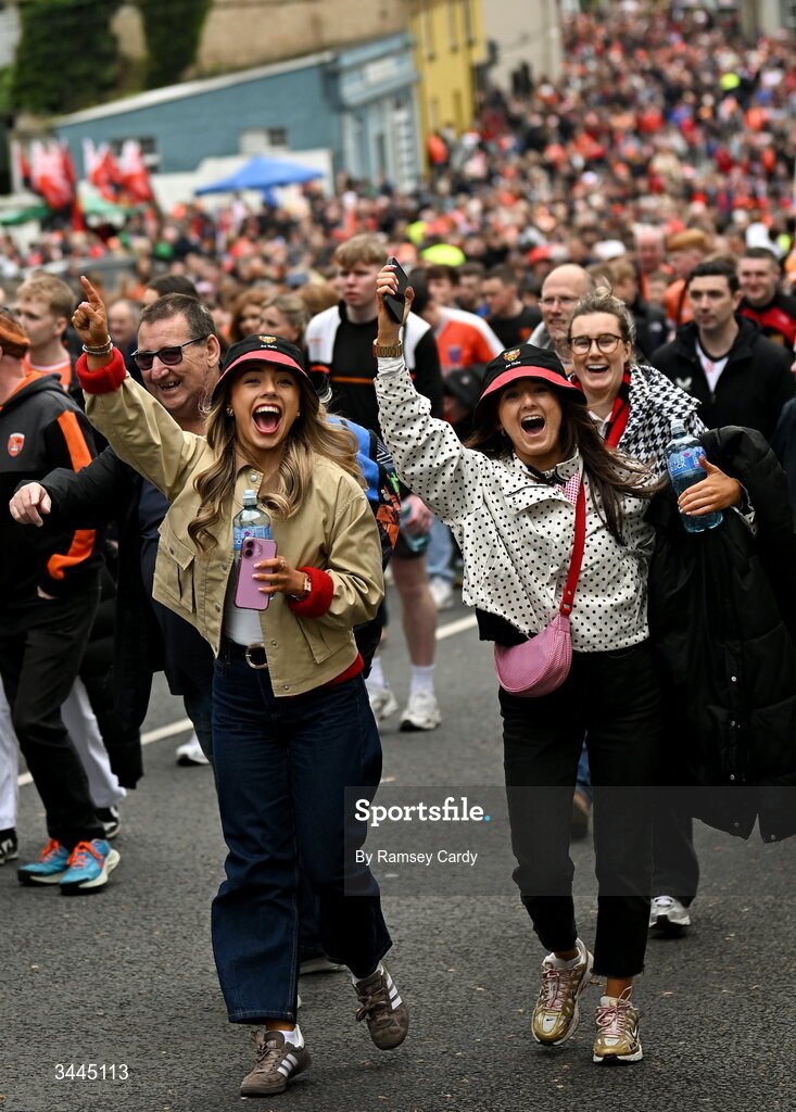 3 May 2026; Down supporters before the Ulster GAA Football Senior Championship semi-final match between Armagh and Down at St Tiernach's Park in Clones, Monaghan. Photo by Ramsey Cardy/Sportsfile