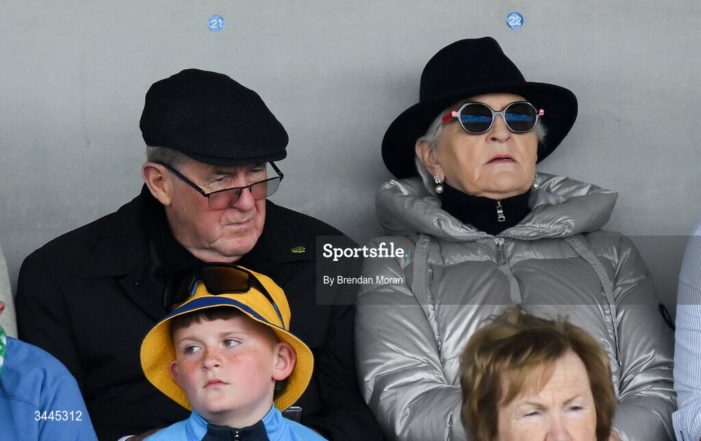 3 May 2026; JP McManus and his wife Noreen in attendance during the Munster GAA Senior Hurling Championship Round 3 match between Clare and Limerick at Zimmer Biomet Páirc Chíosóg in Ennis, Clare. Photo by Brendan Moran/Sportsfile