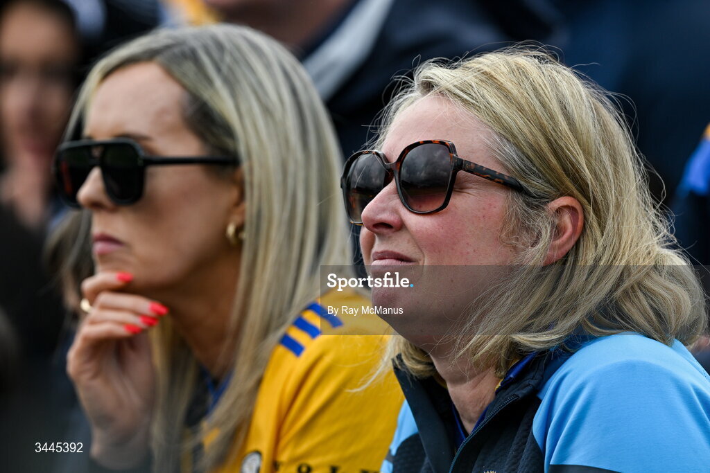 3 May 2026; Disconsolate Clare supporters near the end of the Munster GAA Senior Hurling Championship Round 3 match between Clare and Limerick at Zimmer Biomet Páirc Chíosóg in Ennis, Clare. Photo by Ray McManus/Sportsfile
