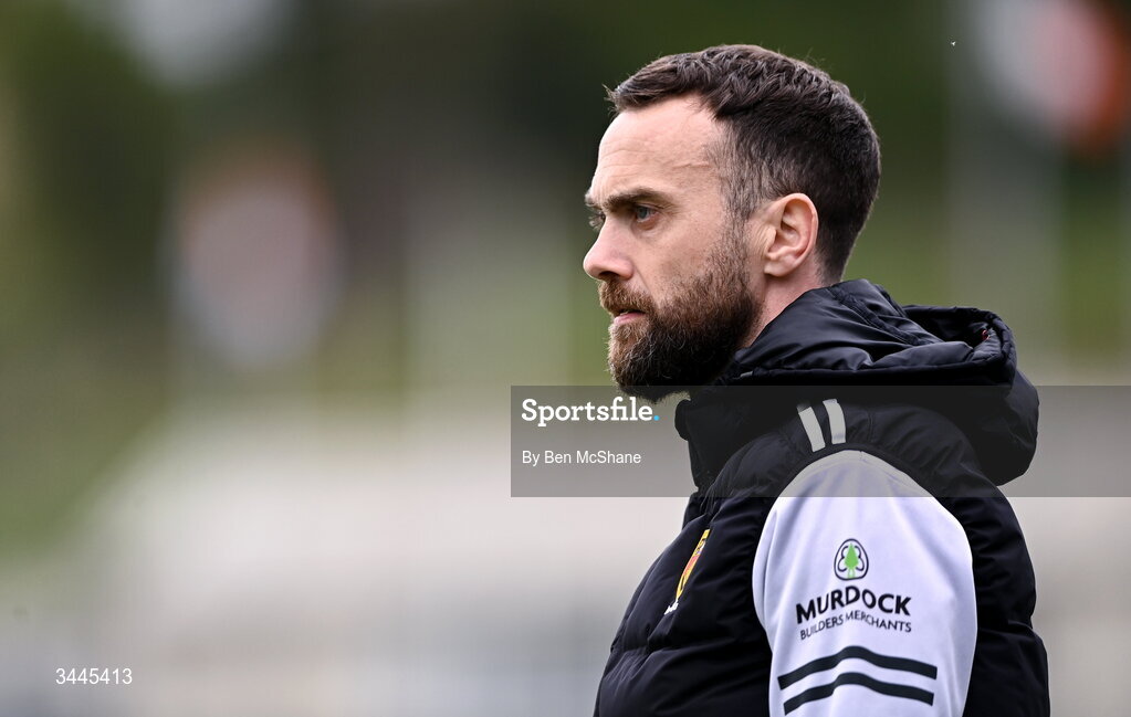 3 May 2026; Down manager Conor Laverty during the Ulster GAA Football Senior Championship semi-final match between Armagh and Down at St Tiernach's Park in Clones, Monaghan. Photo by Ben McShane/Sportsfile